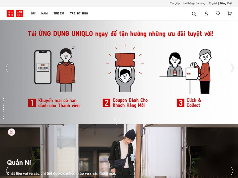 Website thời trang nam của Uniqlo