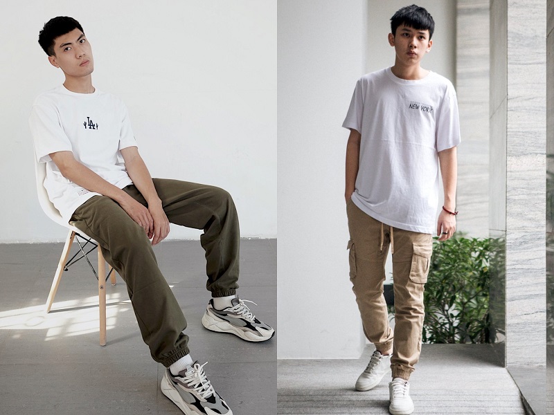 Nếu theo đuổi phong cách Street Style thì bạn hãy thử outfit basic tee cùng quần jogger