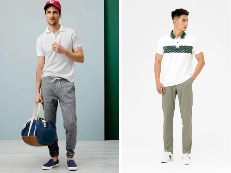 Phối đồ nam thể thao với áo polo và quần track pants