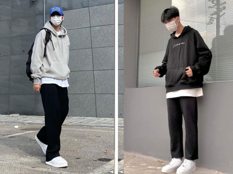 Quần tây nam phối áo hoodie
