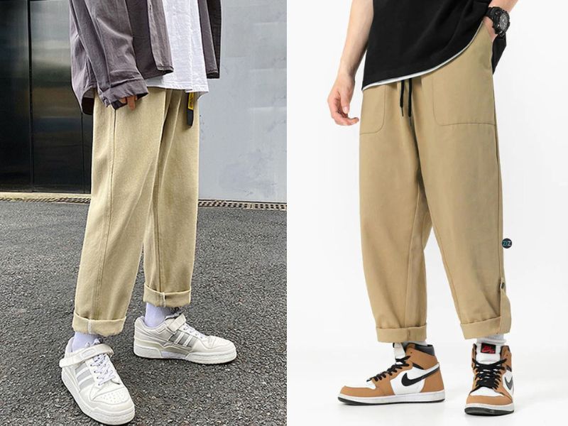 Quần baggy kaki nam Hàn Quốc
