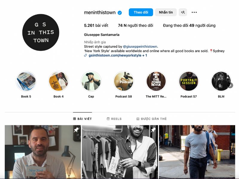 Trang Instagram phối đồ nam theo phong cách đường phố Men In This Town