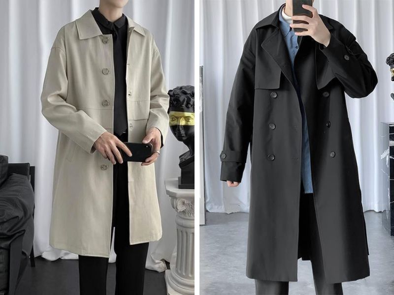 ​​​​​​​​​​​​​​Phối đồ với trench coat nam với áo sơ mi, quần âu  