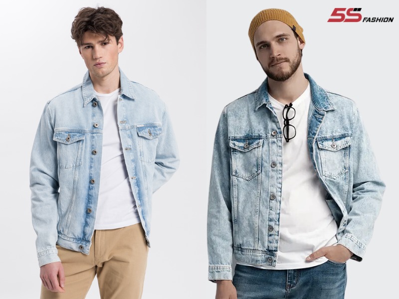 Phối áo thun trắng với khoác jeans nam