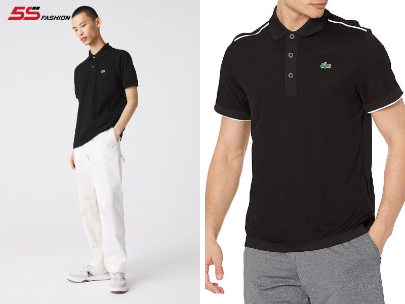 Áo polo đen trơn nam cao cấp từ Lacoste