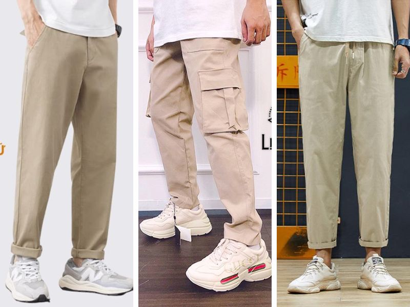 Một số mẫu quần baggy kaki nam màu be thông dụng