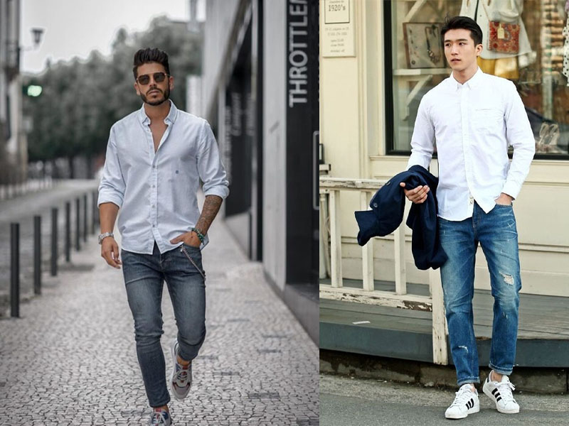 Đây là outfit thời trang nam sinh viên phổ biến, thoải mái và vô cùng năng động