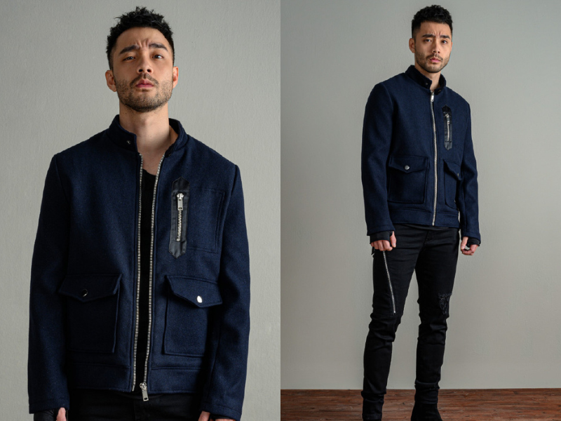 Áo khoác dạ nam ngắn Zipped Suede Jacket Amand