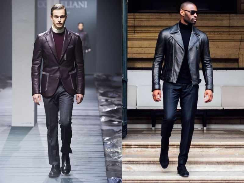 Phối áo vest da nam với quần tây