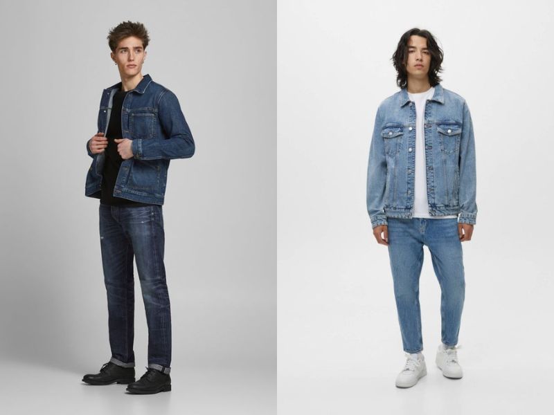  Phối quần jean nam ống côn với áo khoác denim sẽ tạo nên phong cách trẻ trung