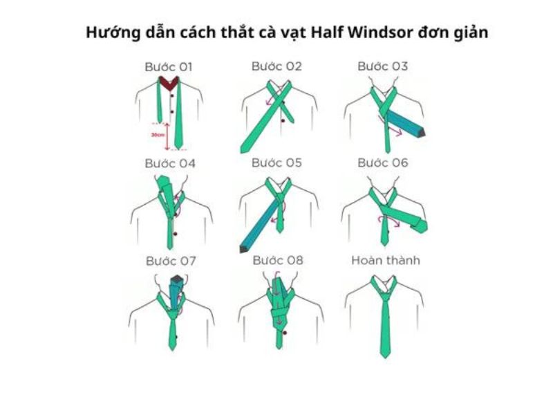 Cách thắt cà vạt chú rể kiểu Half Windsor