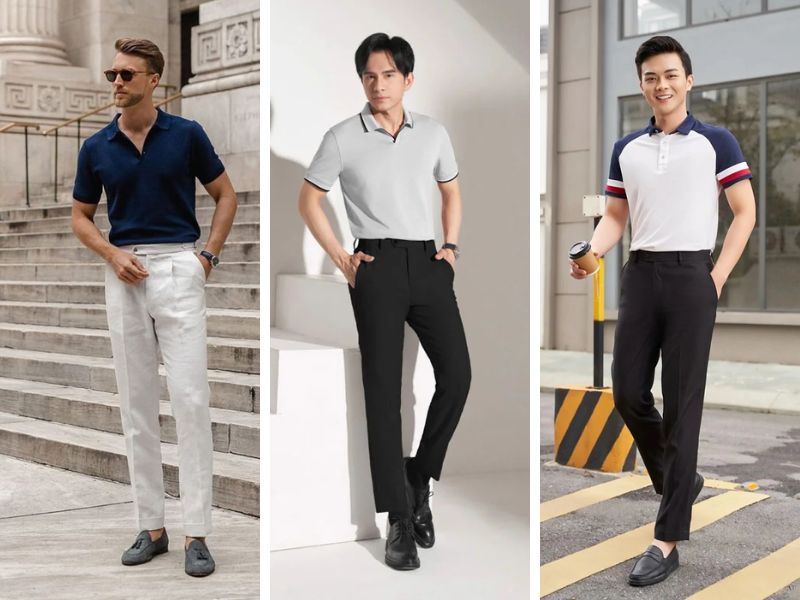 Quần tây nam phối áo polo