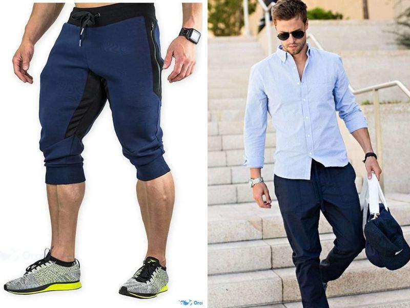 Quần jogger nam lửng phối với áo sơ mi 