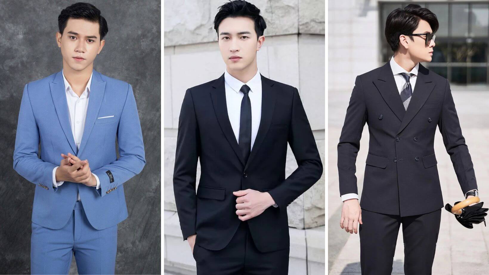 Bộ suit sáu cúc - kẻ sọc xanh đen- Vest nam cao cấp Lapier